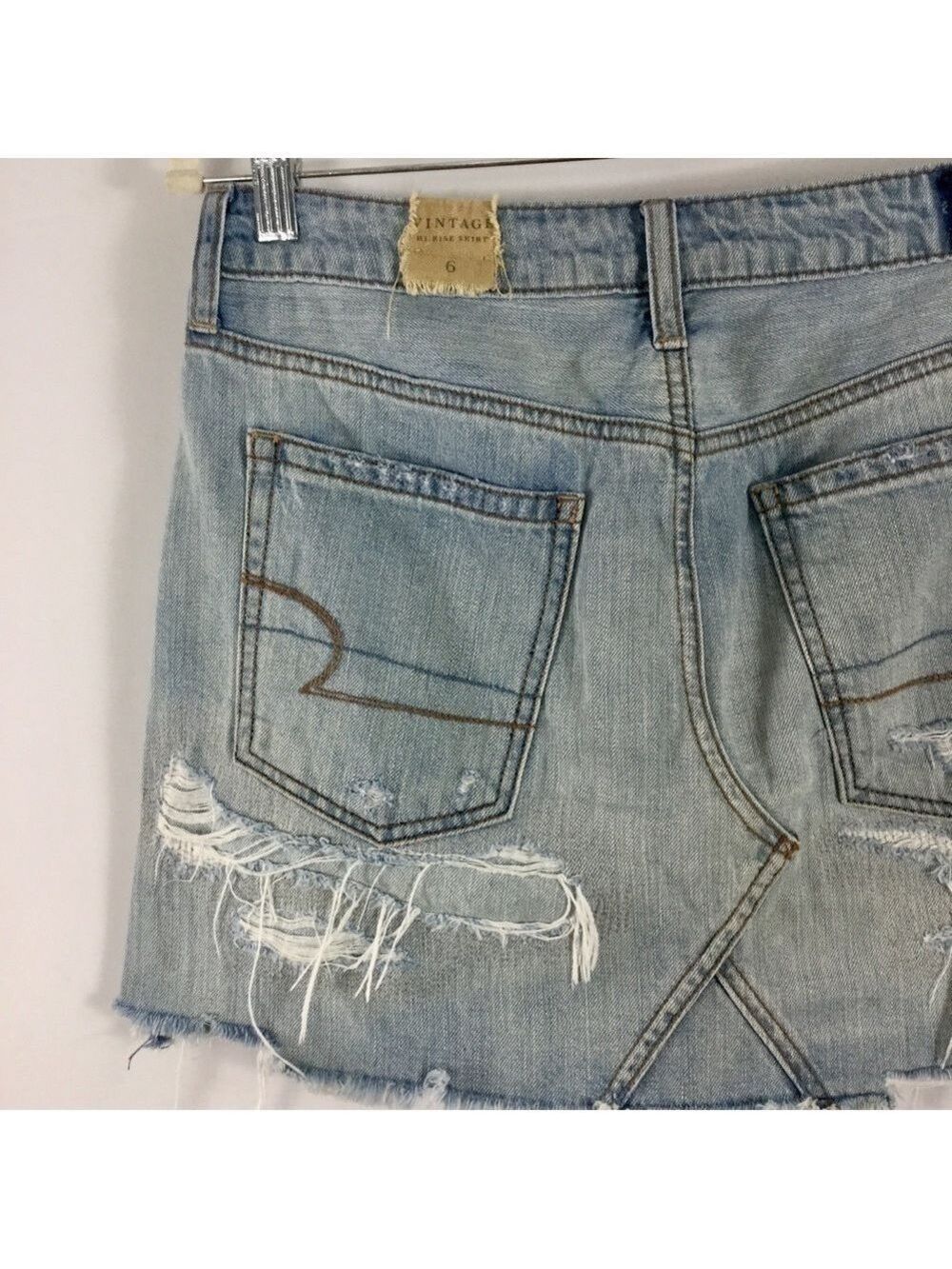 American Eagle Outfitters AE Vintage Hi-Rise Denim Skirt Distressed Size 6 - Picture 11 of 12